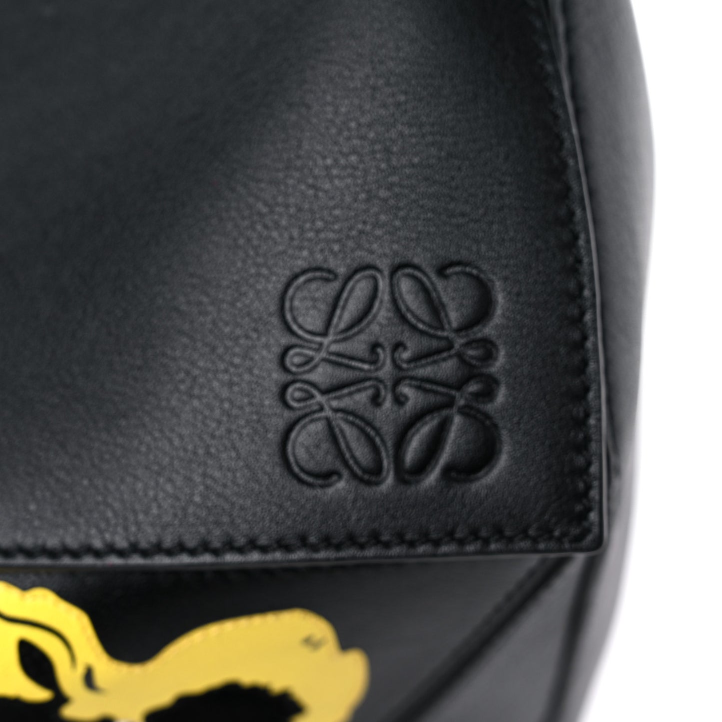 Calfskin Large Pansies Puzzle Bag Black