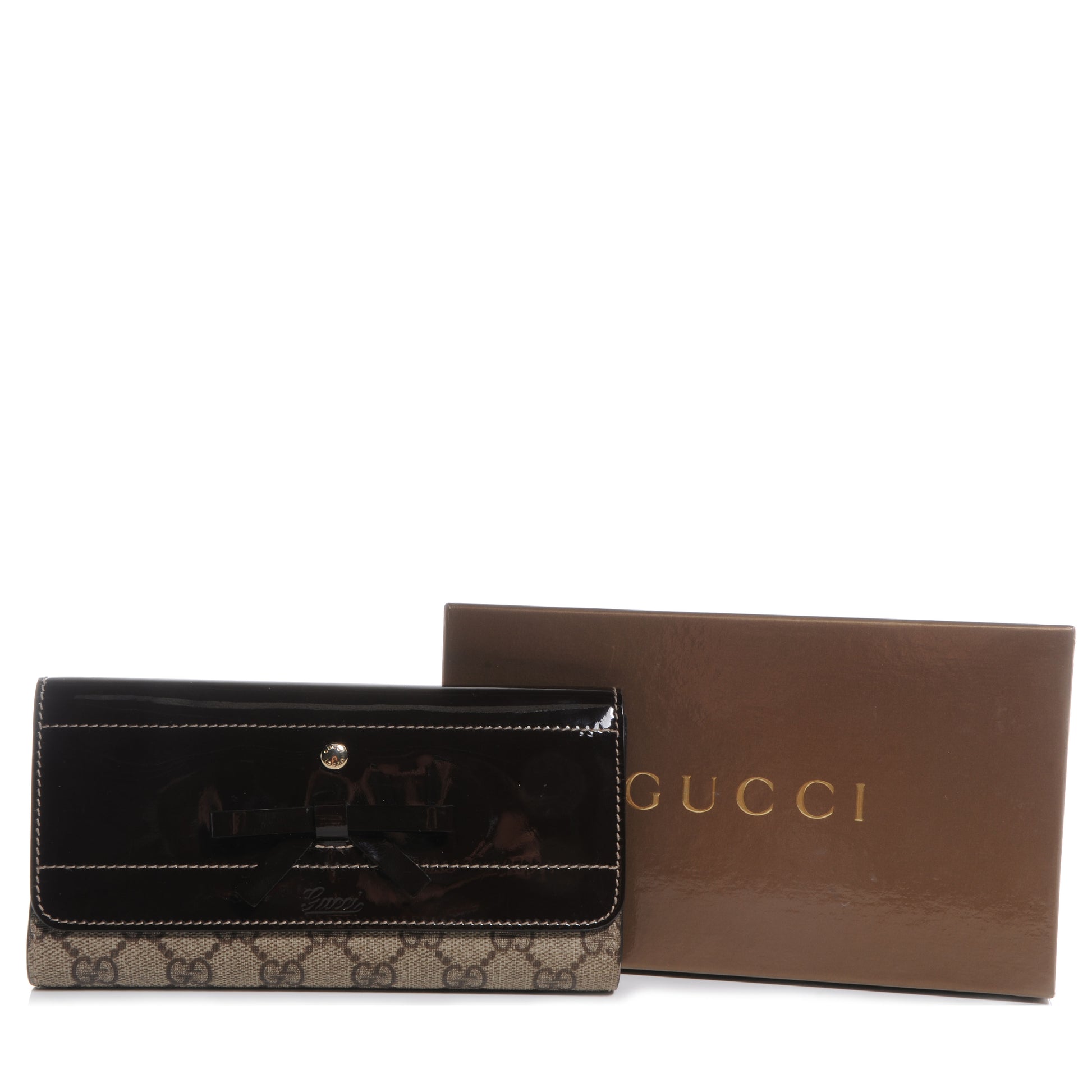 Gucci Patent Monogram Continental Wallet Brown 5 of 8