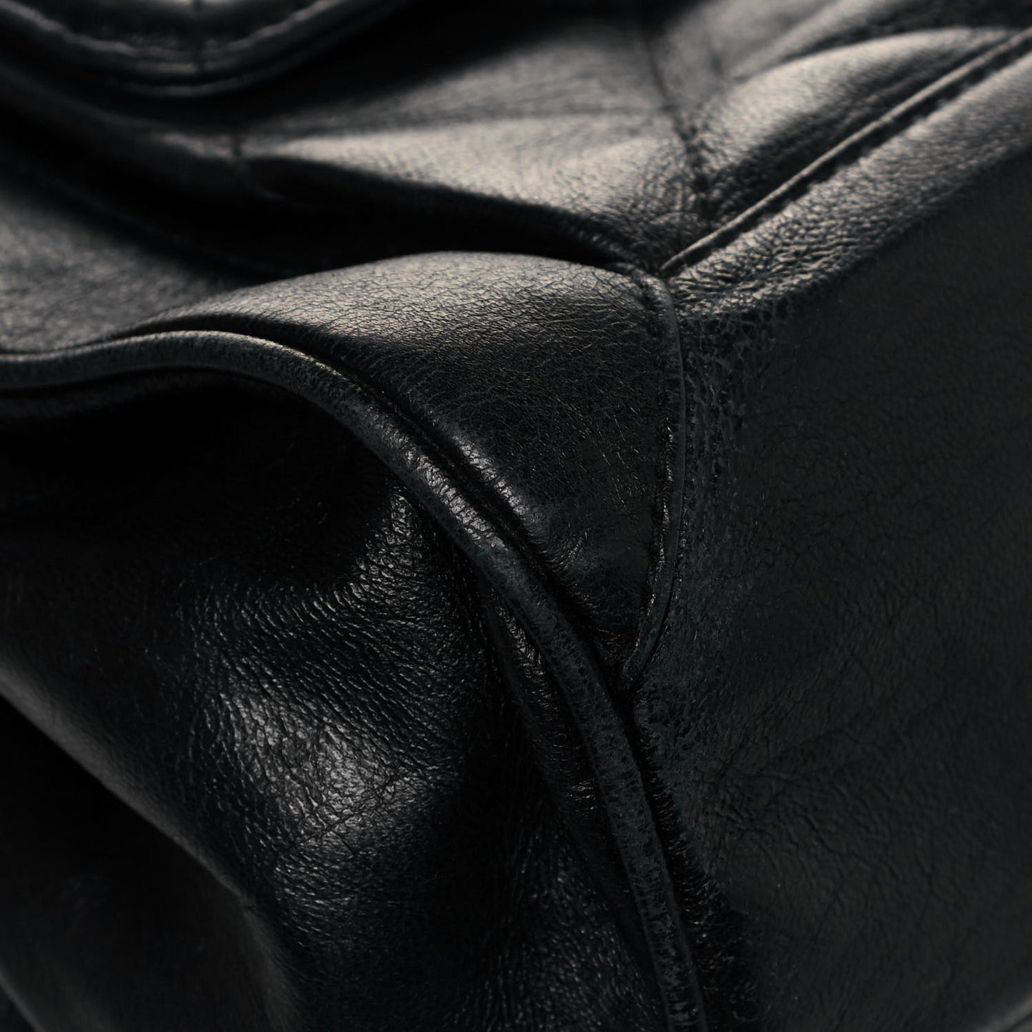 Calfskin Quilted Accordion Flap Black