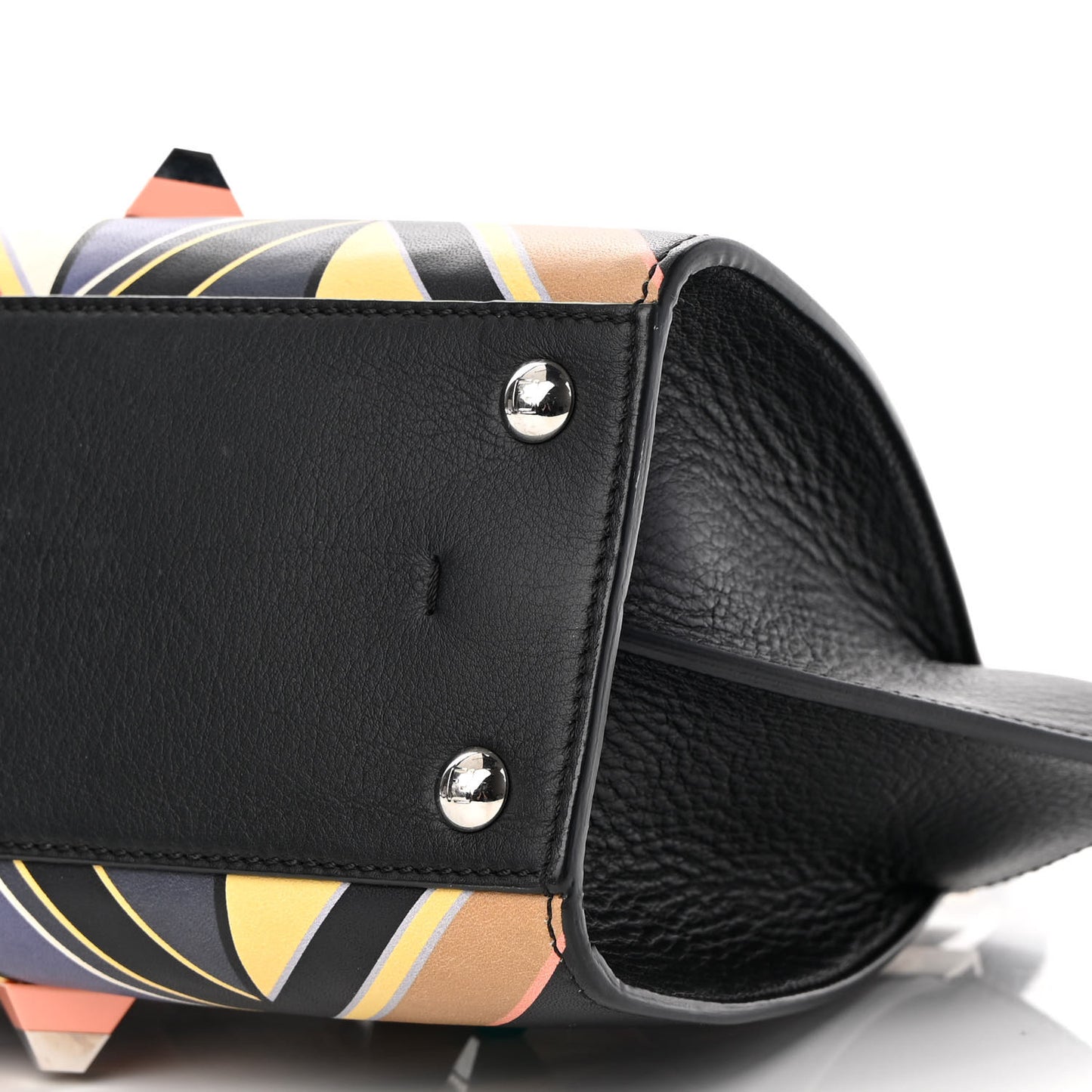 Calfskin Studded Diamond Mini 3Jours Tote Black Multicolor