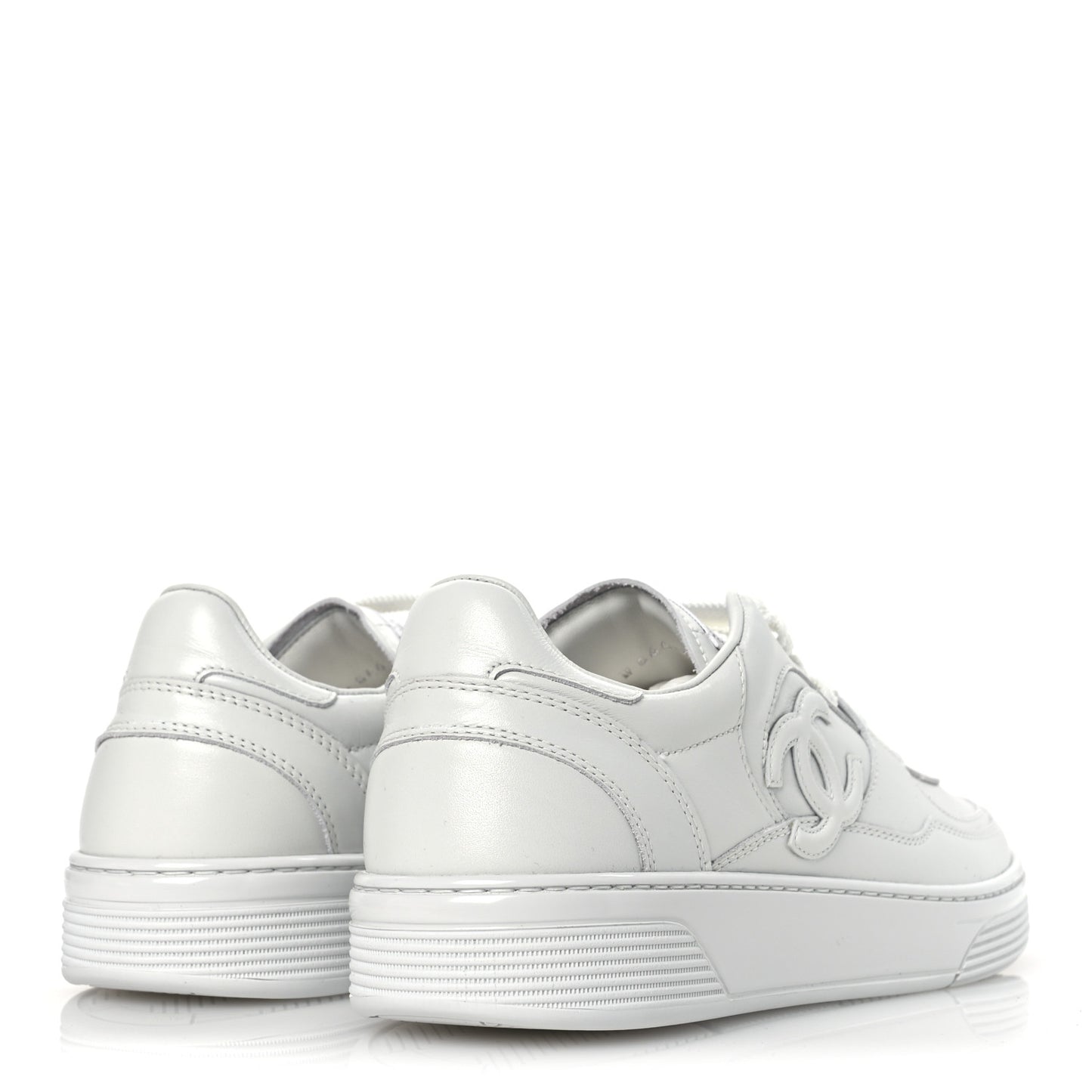Calfskin Womens CC Sneakers 40.5 White