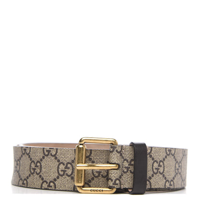 Gucci GG Supreme Monogram Selleria Calfskin Bee 35mm Belt 85 34 Beige Ebony Multicolor Cocoa 1 of 6