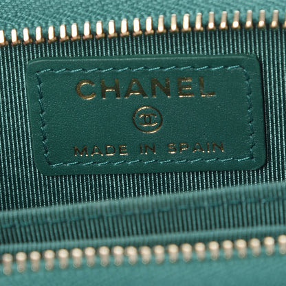 Chanel Metallic Caviar Quilted Zip Coin Purse Green 7 of 8