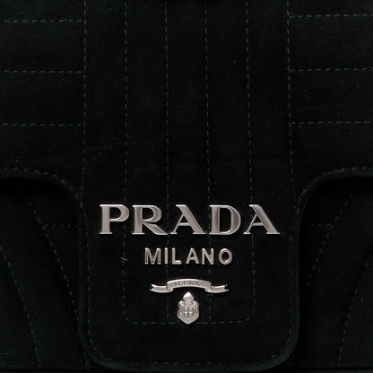 Prada Camoscio Impunture Diagramme Medium Chain Flap Shoulder Bag Black 9 of 12