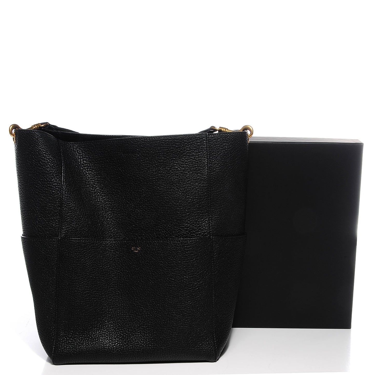Goatskin Sangle Bucket Bag Black