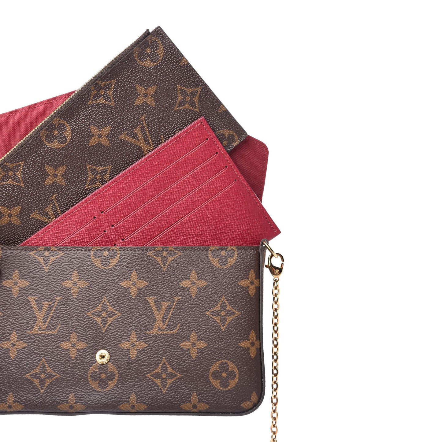 Monogram Pochette Felicie Chain Wallet Fuchsia