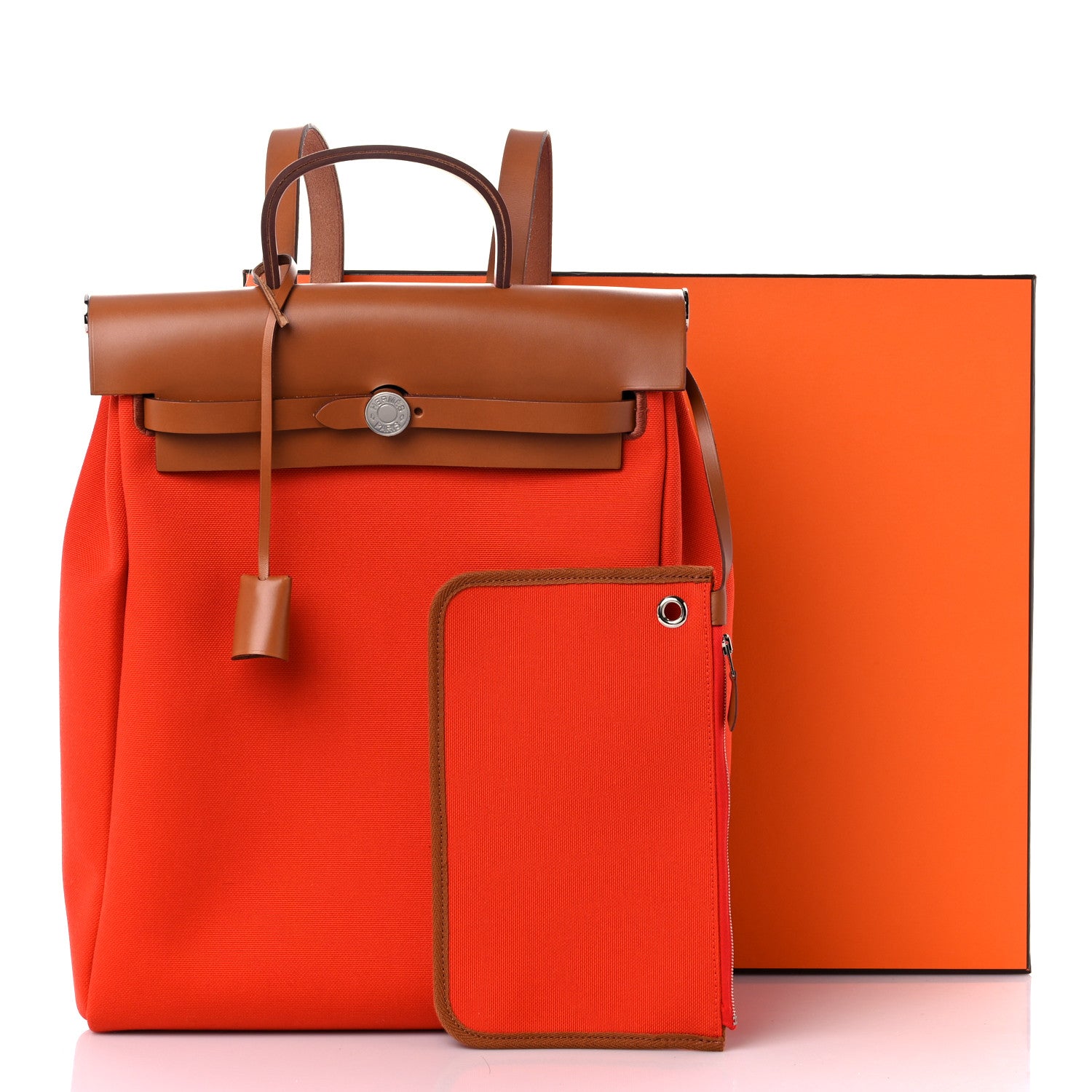 Hermes Military Toile Vache Hunter Herbag a Dos Zip Retourne Backpack Orange Mecano Fauve 10 of 10