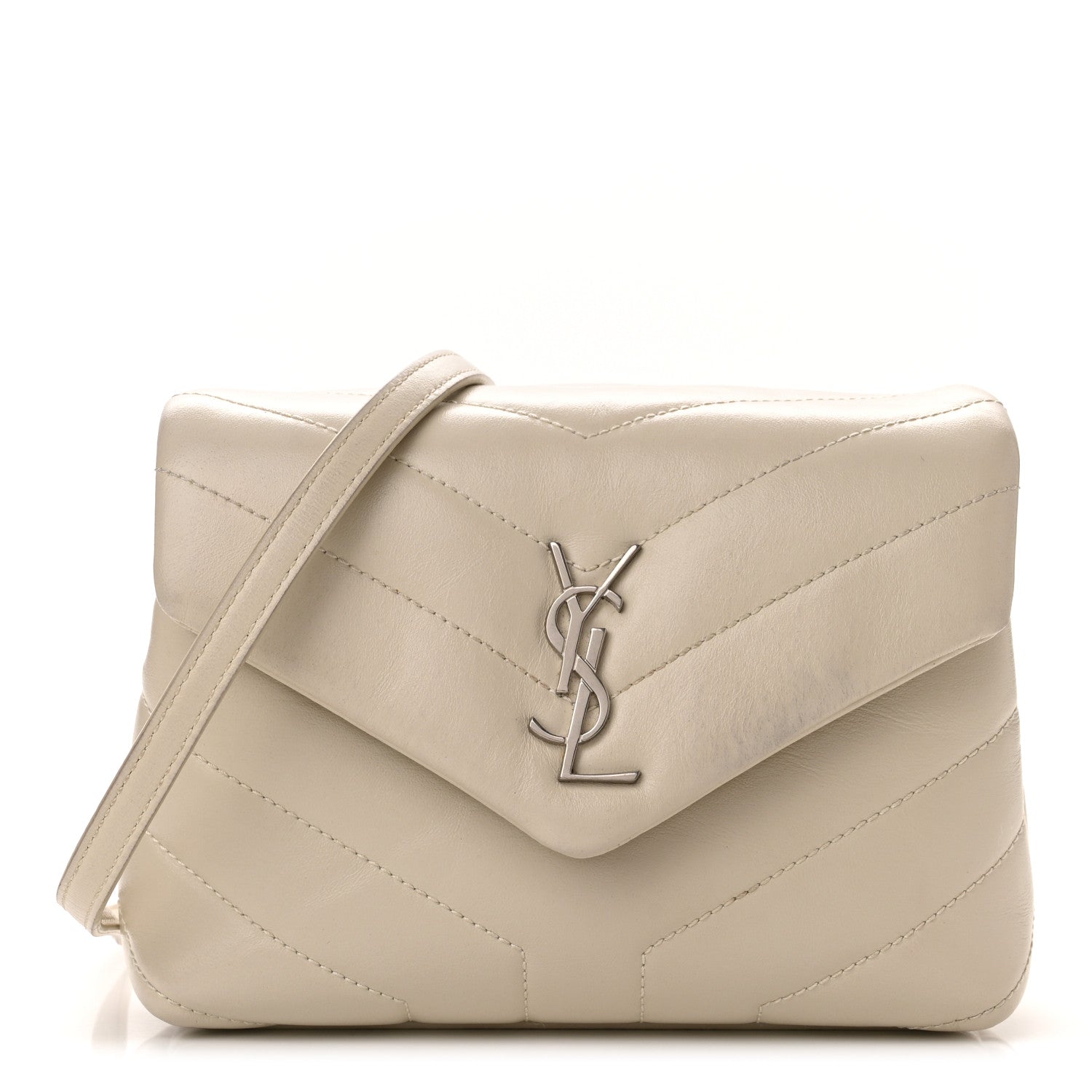 Saint Laurent Calfskin Y Quilted Monogram Toy Loulou Crossbody Bag Crema Soft 1 of 10
