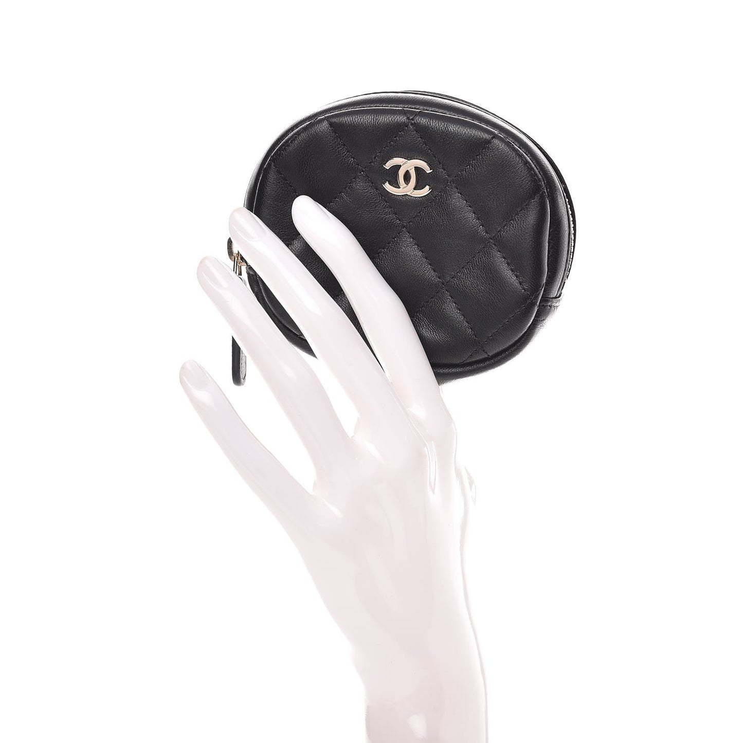 Lambskin Quilted Zip Around Classic Coin Purse Black