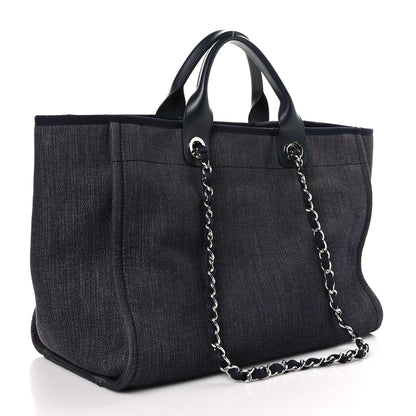 Chanel Denim Large Deauville Tote Dark Blue 3 of 11