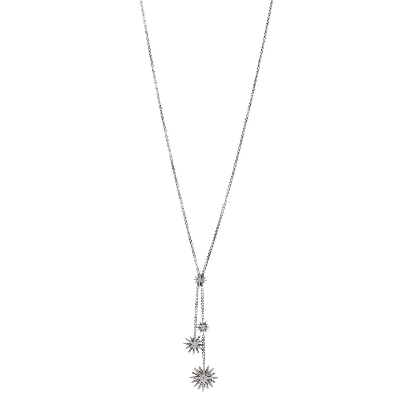 Sterling Silver Diamond Starburst Y Necklace