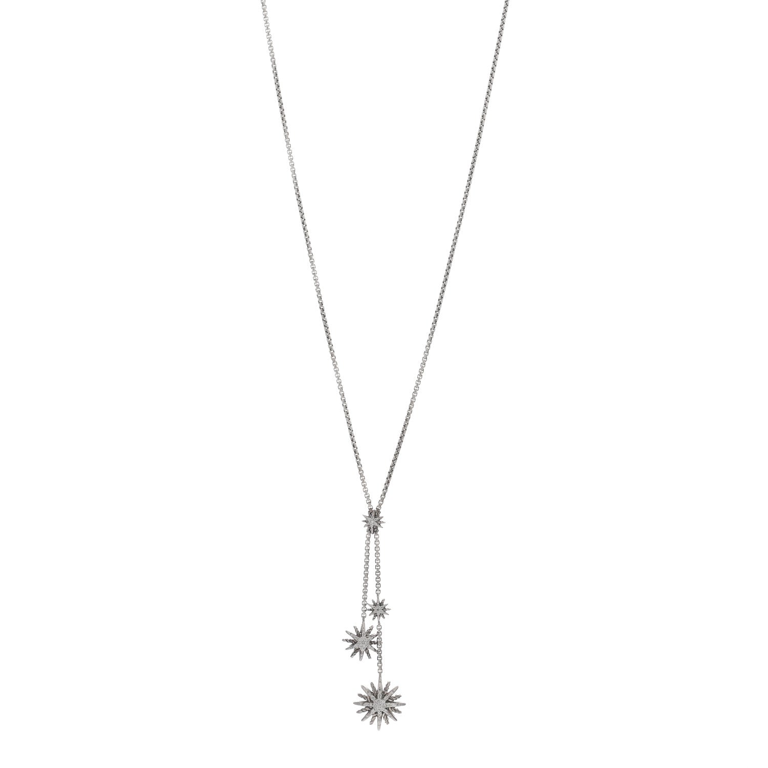 David Yurman Sterling Silver Diamond Starburst Y Necklace 1 of 3