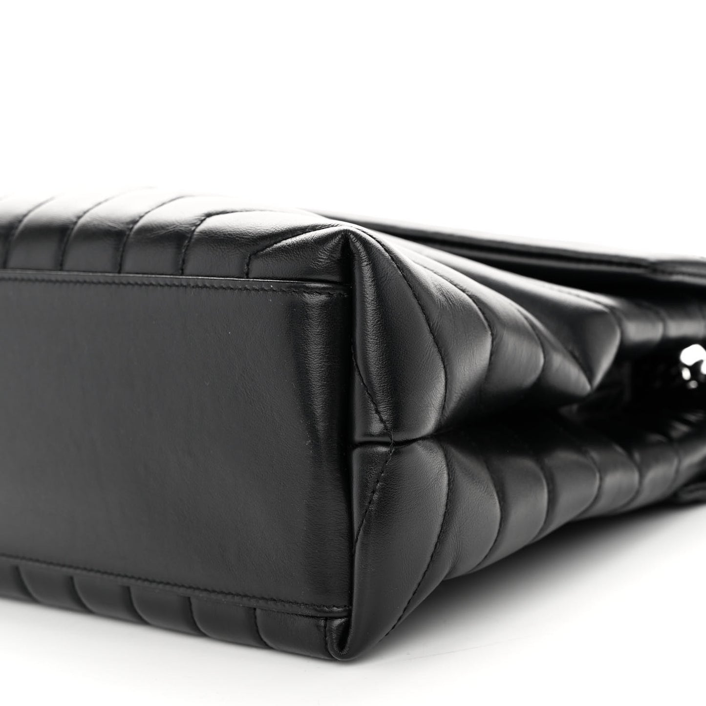 Calfskin Y Quilted Monogram Monochrome Medium Loulou Chain Satchel Black