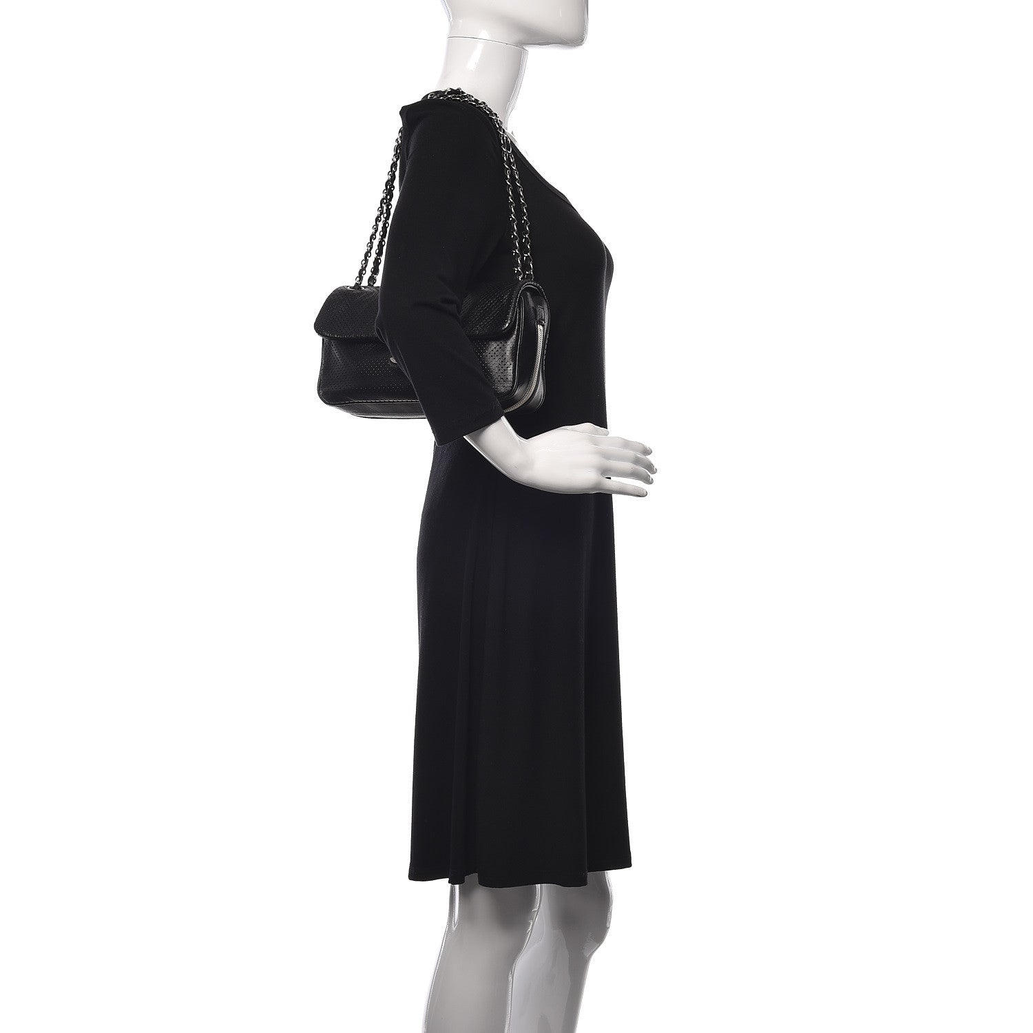 Chanel Lambskin Perforated Medium Baseball Spirit Flap Black 2 of 9