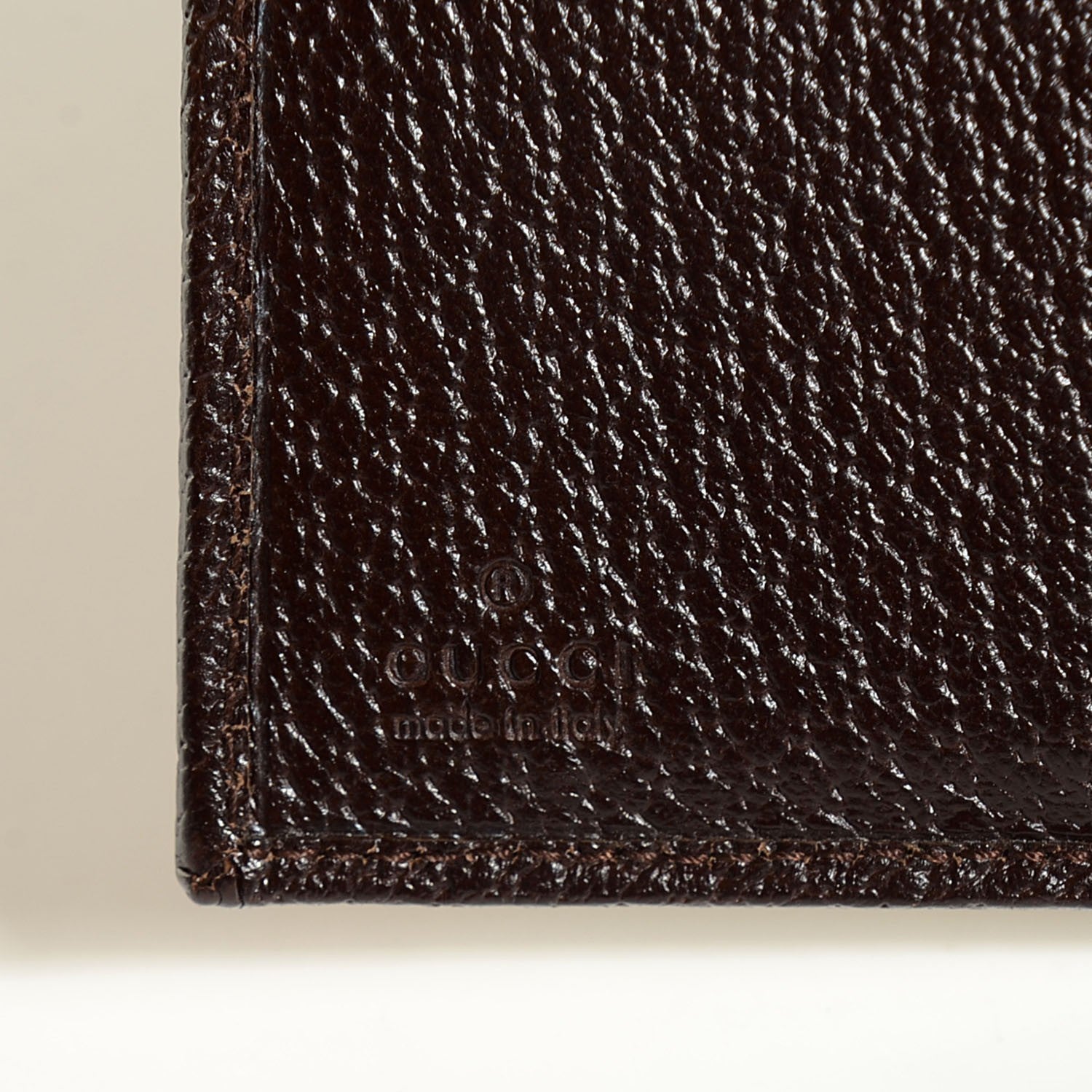 Gucci Monogram Textured Calfskin Metal Bar French Flap Wallet Beige Ebony Cocoa 6 of 8