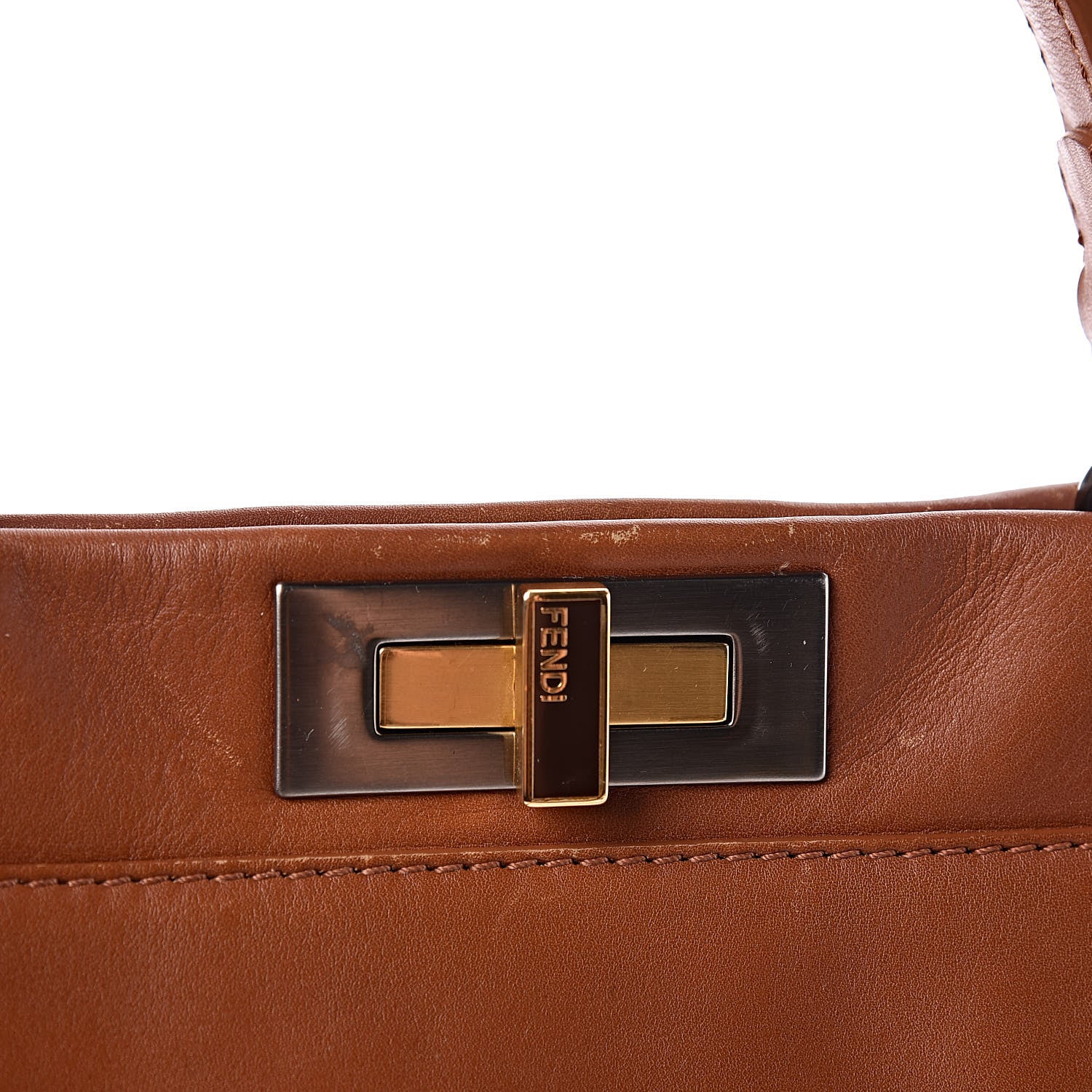 Fendi Vitello Suede Medium Peekaboo Iconic Satchel Cuoio Rame Moro 21 of 22