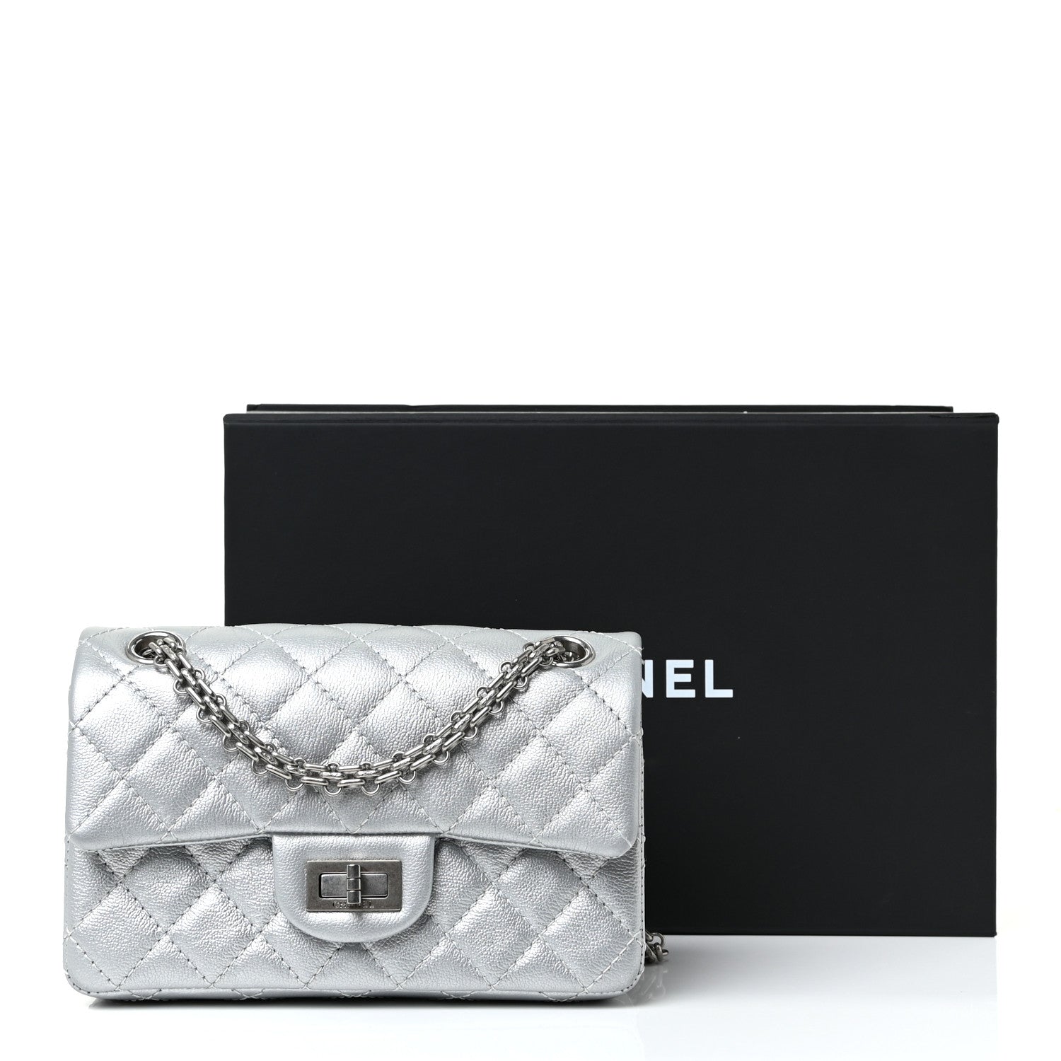 Chanel Metallic Grained Calfskin Quilted 2.55 Reissue Mini Flap Silver 11 of 11