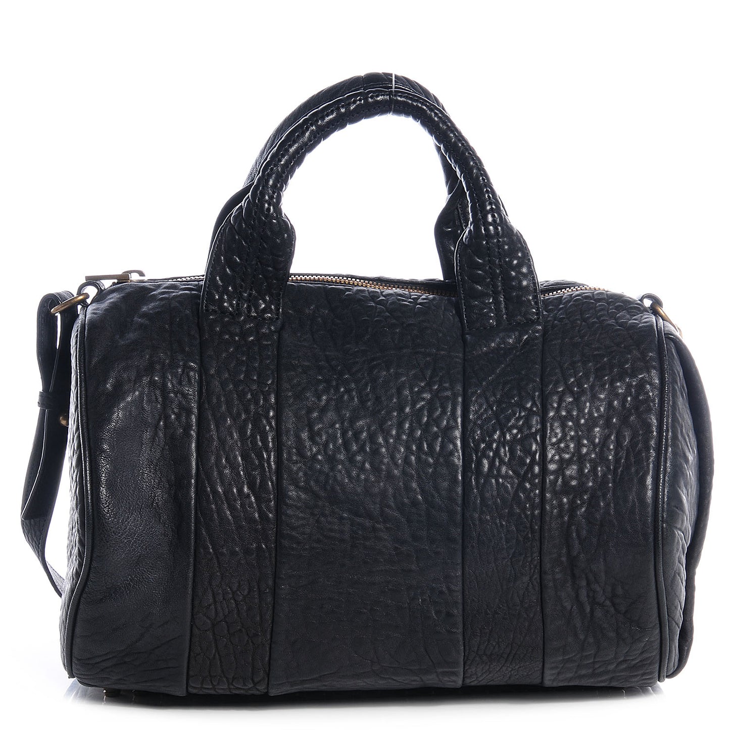 Pebbled Lambskin Rocco Black Antique Brass Hardware