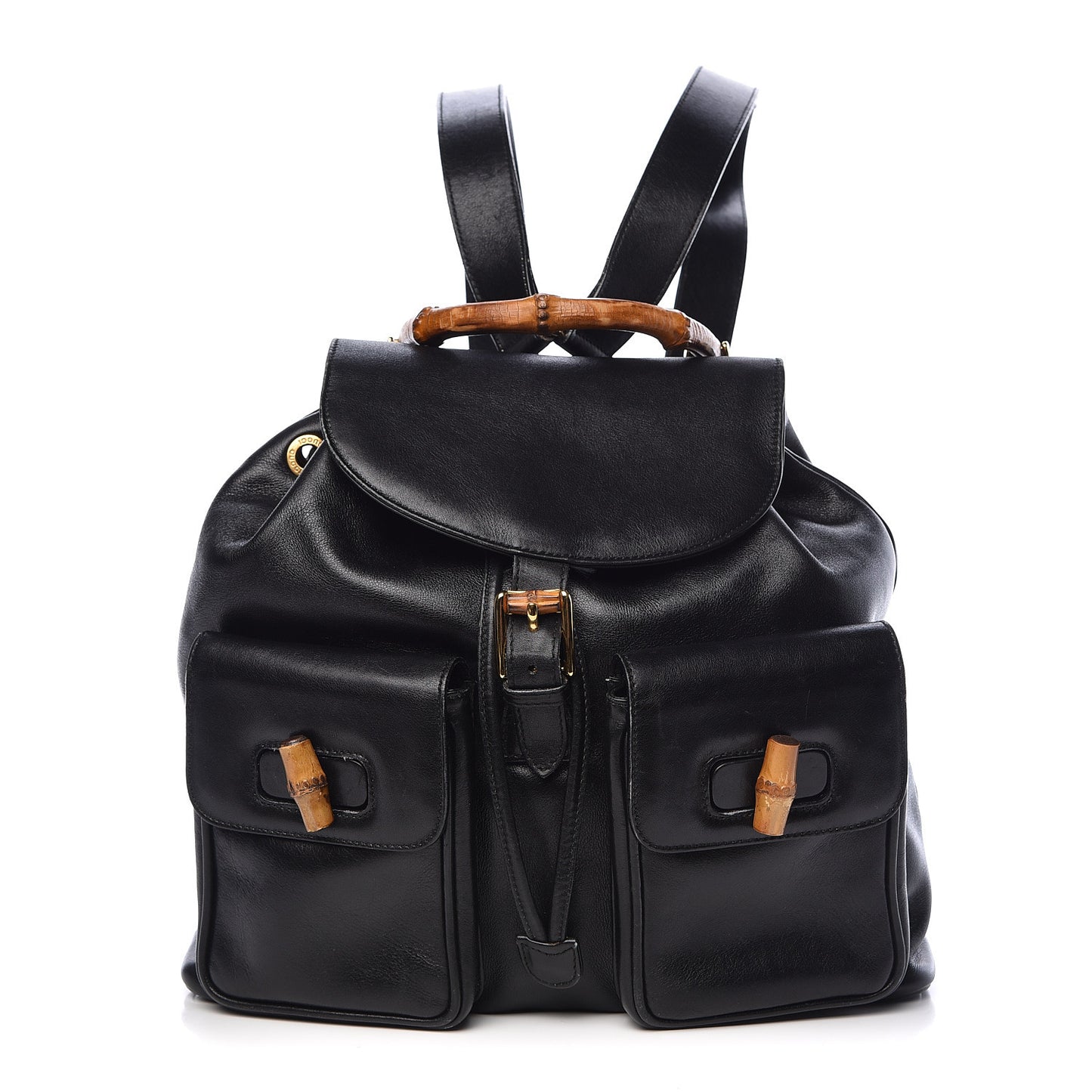Calfskin Bamboo Backpack Black