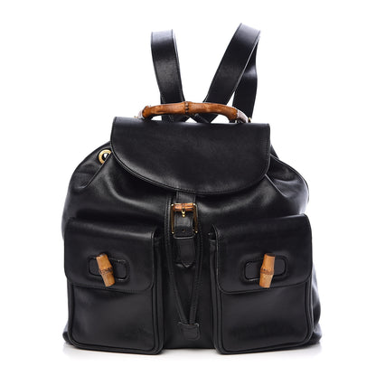 Gucci Calfskin Bamboo Backpack Black 1 of 22