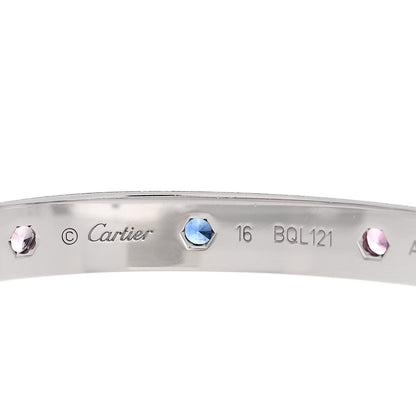 Cartier 18K White Gold Aquamarine Sapphire Spinel Amethyst LOVE Bracelet 16 3 of 6