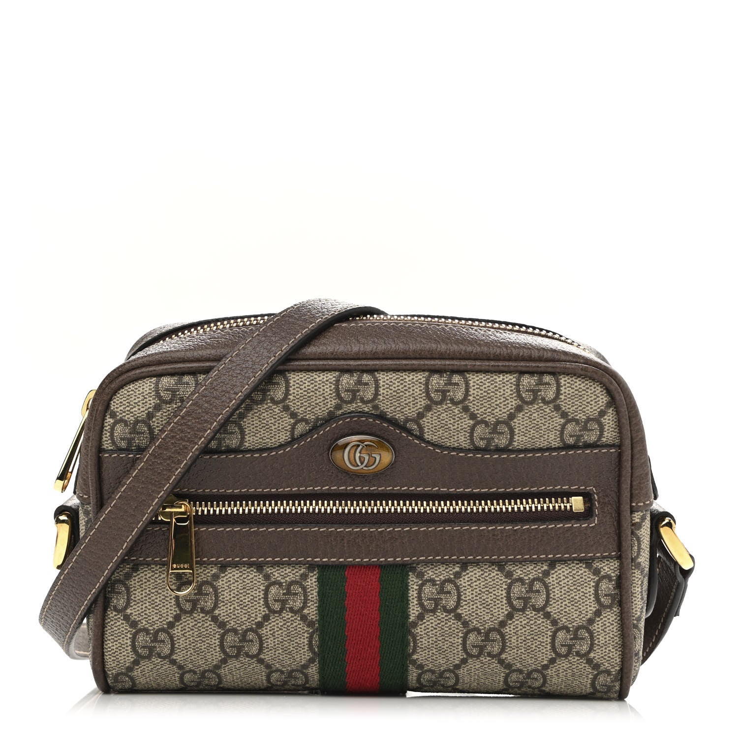 Gucci GG Supreme Monogram Web Mini Ophidia Shoulder Bag Brown 1 of 10