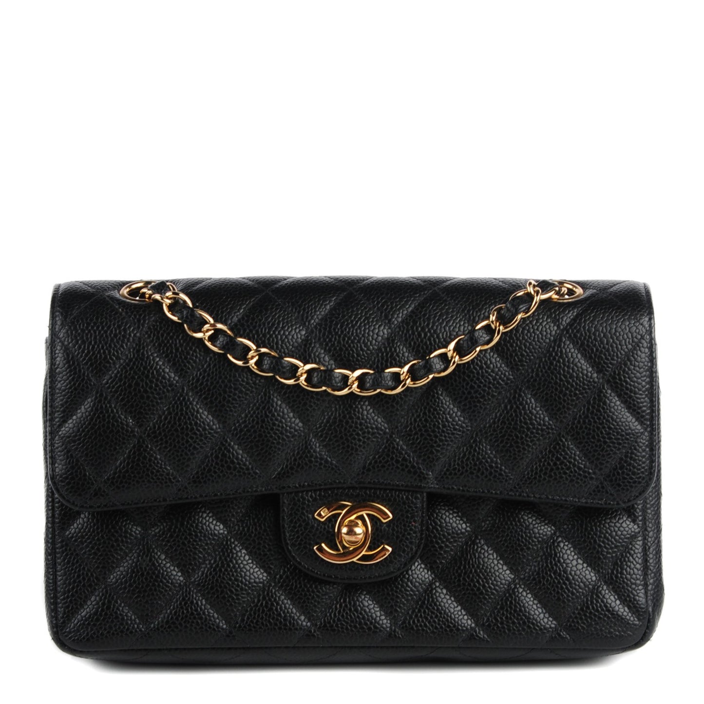 Caviar Quilted Small Double Flap Black