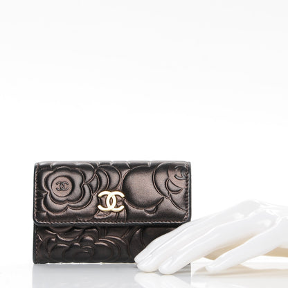 Chanel Metallic Lambskin Camellia Embossed Card Holder Brown 2 of 9
