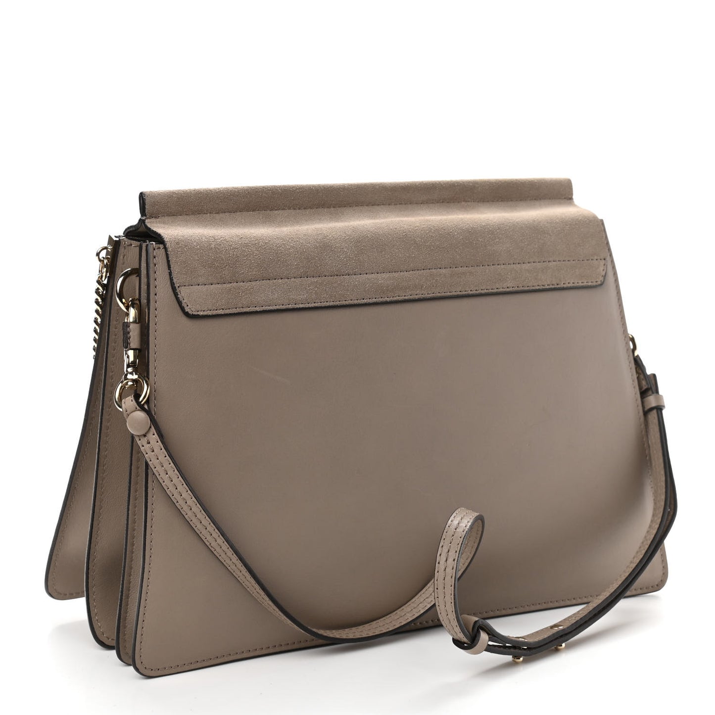 Calfskin Suede Medium Faye Shoulder Bag Motty Grey