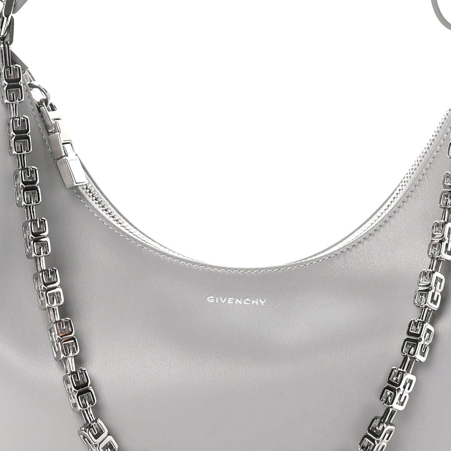 Givenchy Smooth Calfskin Small Moon Cut Out Shoulder Bag Grey 8 of 10