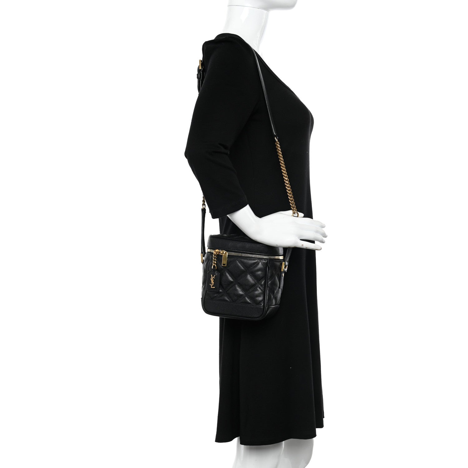 Saint Laurent Grain de Poudre Quilted 80's Vanity Bag Black 2 of 10