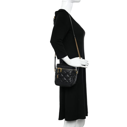 Saint Laurent Grain de Poudre Quilted 80's Vanity Bag Black 2 of 10