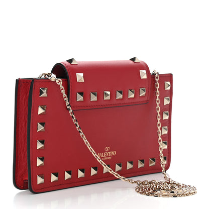 Valentino Garavani Calfskin Rockstud Phone Case With Chain Rosso Valentino 3 of 10