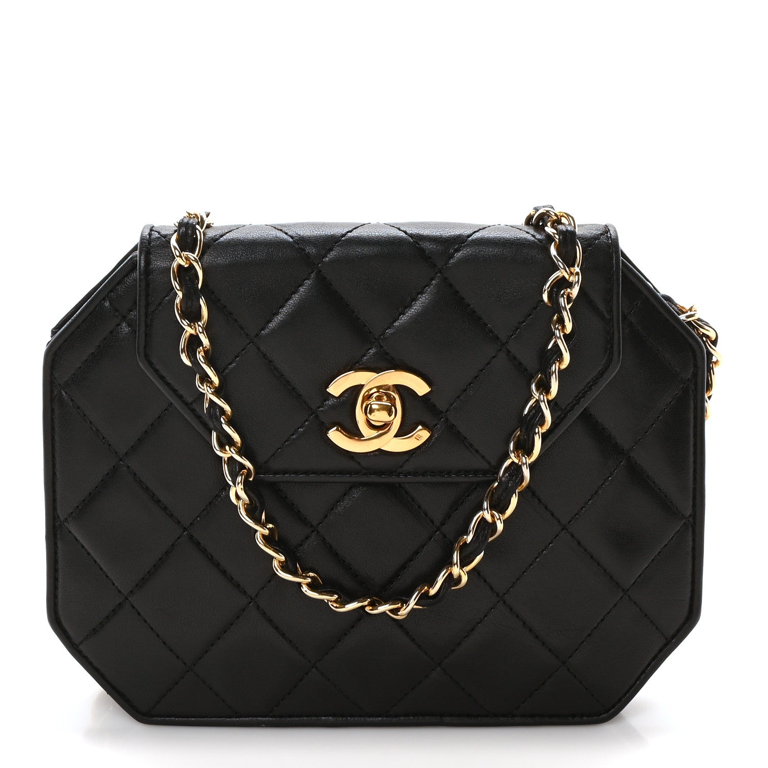Chanel Lambskin Quilted Octagon Flap Black 1 of 11