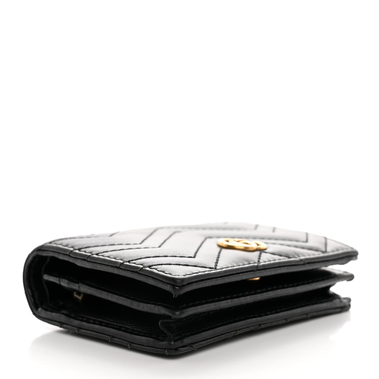 Calfskin Matelasse GG Marmont Card Case Wallet Black
