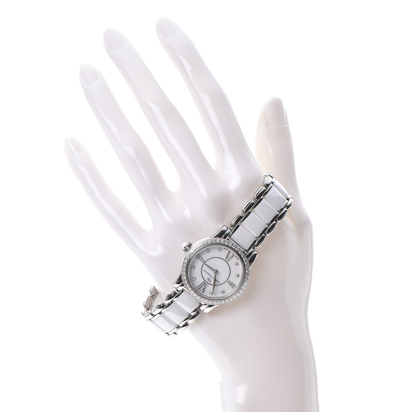 Stainless Steel Ceramic Diamond 30mm Classic Quartz Watch White