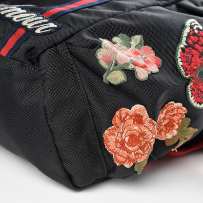 Gucci Techno Canvas Web L'Aveugle Par Amour Embroidered Double Buckle Backpack Black 9 of 14