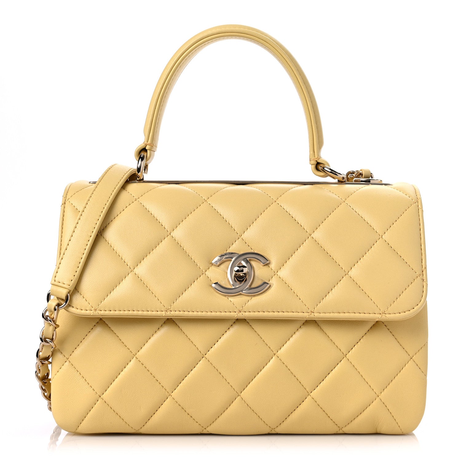 Chanel Lambskin Quilted Small Trendy CC Flap Dual Handle Bag Yellow 1 of 12