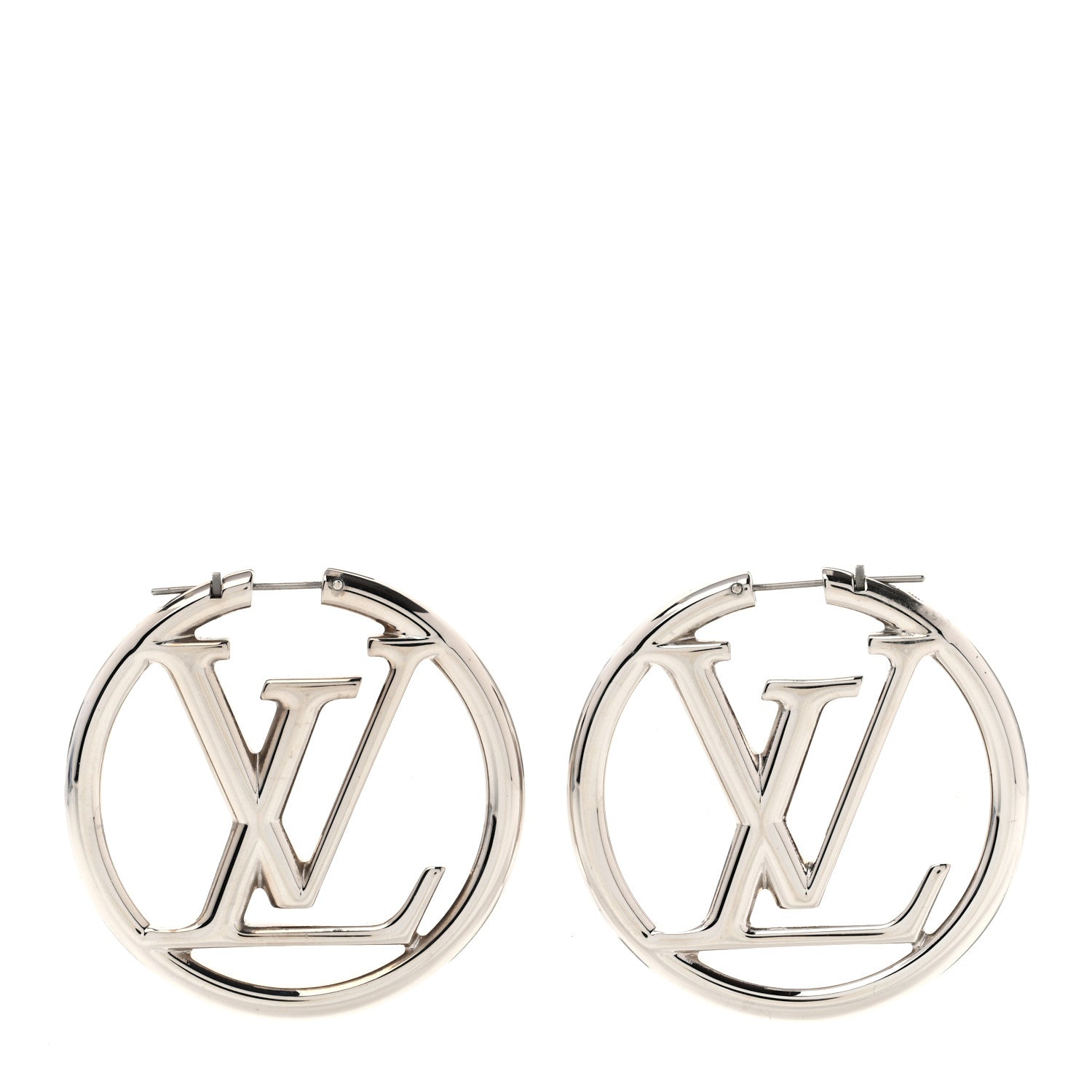 Louis Vuitton Palladium Louise Hoop Earrings Silver 1 of 6