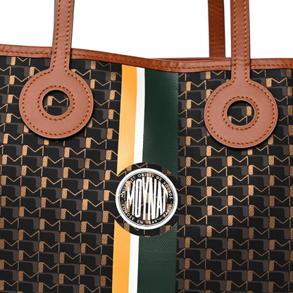 Moynat Grained Calfskin Canvas 1920 Oh! Tote Ruban MM Carbon Bronze Cognac 14 of 14