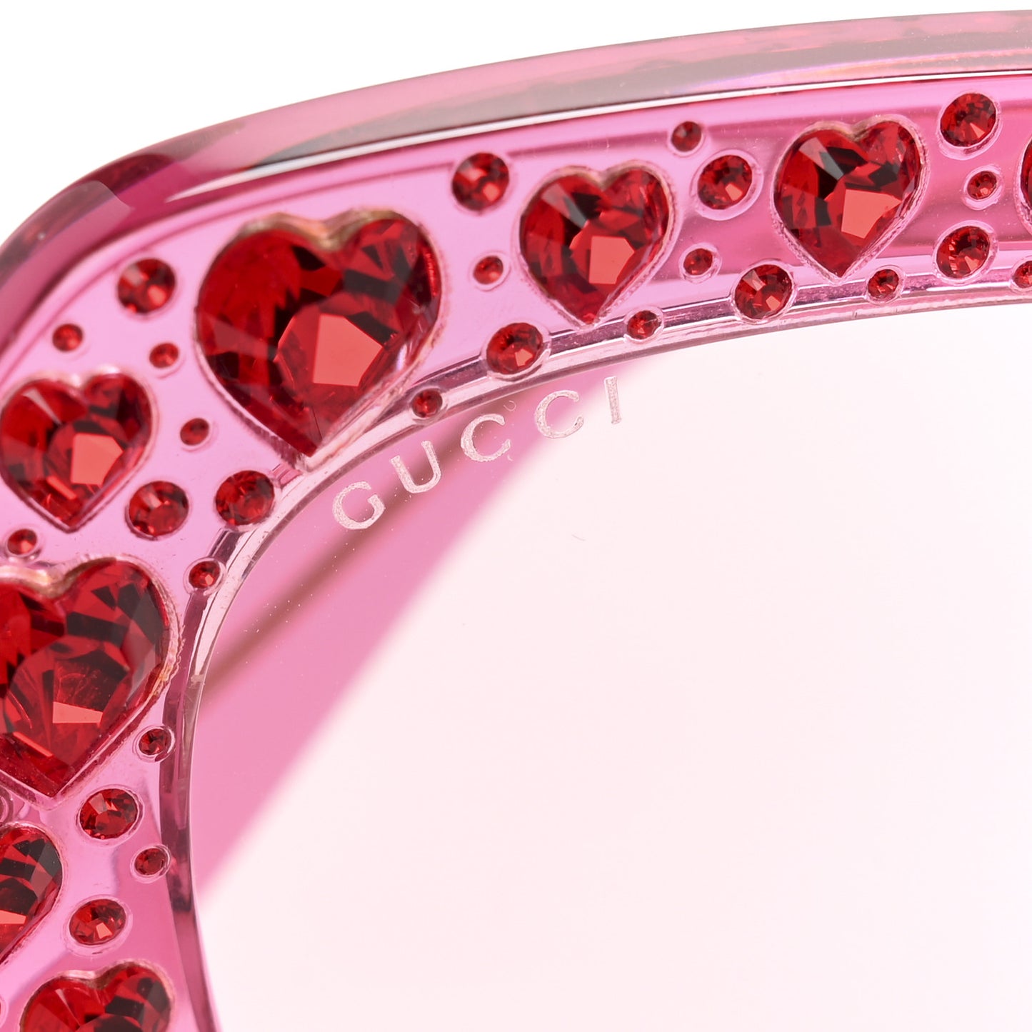 Crystal Heart Sunglasses GG0308S Red Pink