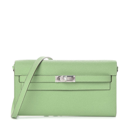 Hermes Epsom Verso Kelly Wallet To Go Vert Criquet Bleu Brume 1 of 6