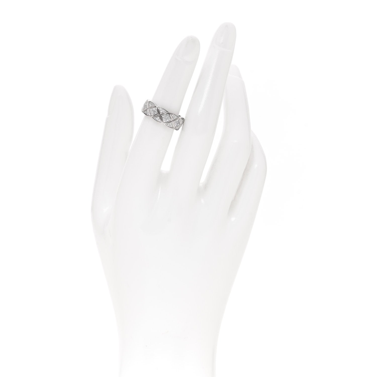 Chanel 18K White Gold Diamond Small Coco Crush Pave Ring 50 5.5 2 of 6