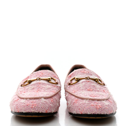 Gucci Wool Tweed Horsebit Womens Jordaan Loafers 36 Pink White Perfect Pink 2 of 8