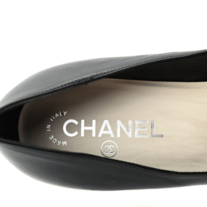 Chanel Lambskin Patent Cap Toe Wedges 40.5 Black 8 of 10