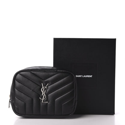 Saint Laurent Lambskin Y Quilted Monogram Loulou Cosmetic Case Black 10 of 10