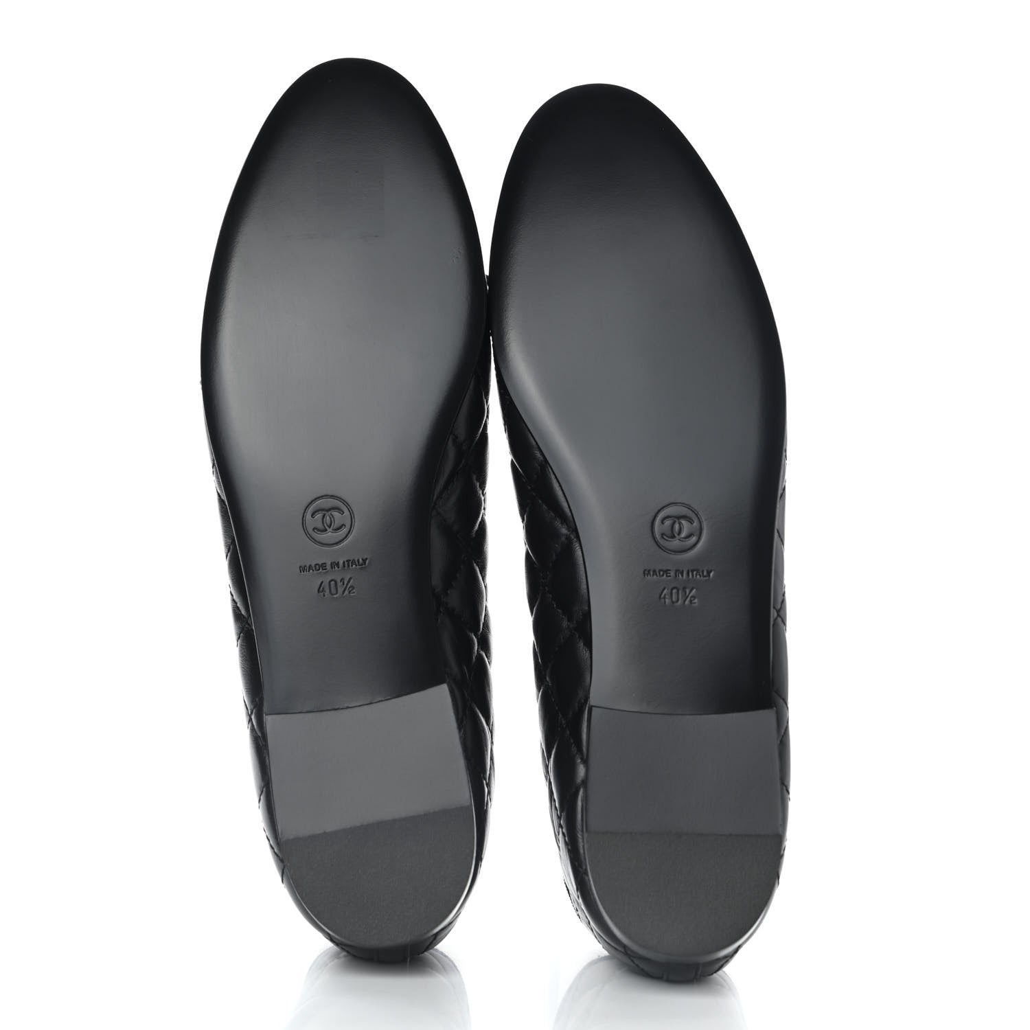 Chanel Aged Calfskin Quilted CC Cap Toe Ballerina Flats 40.5 Black 5 of 9