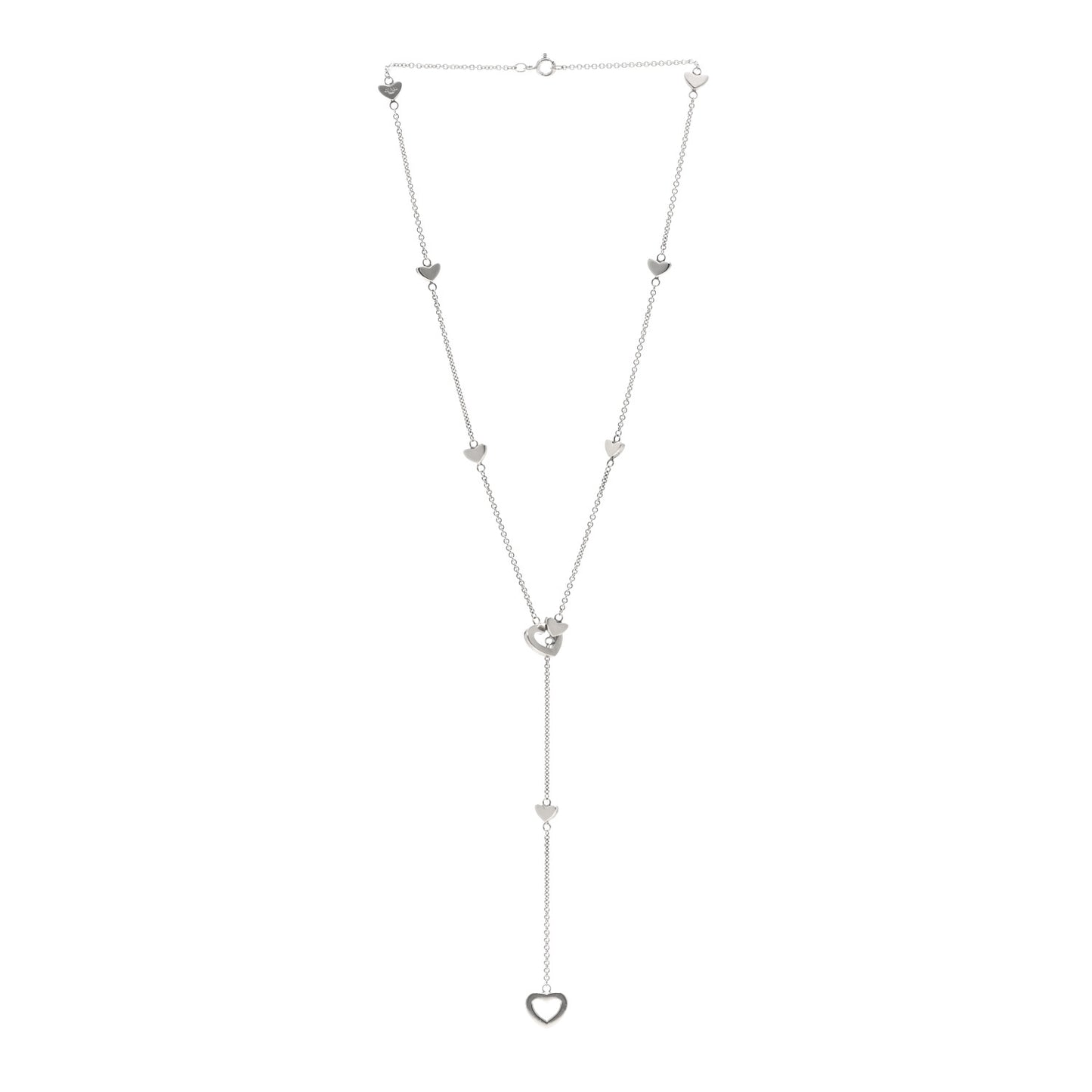 Sterling Silver Heart Lariat Necklace