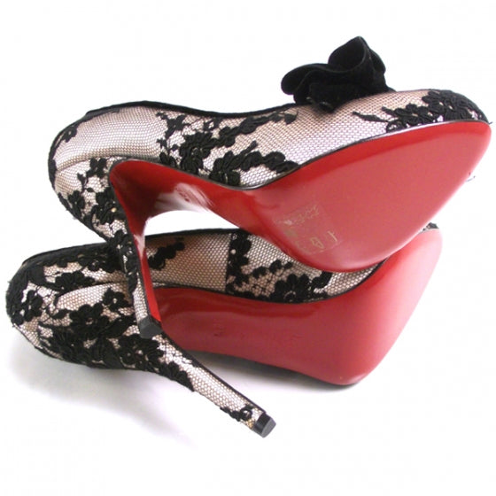 Satin Lace Bow Pumps 38.5