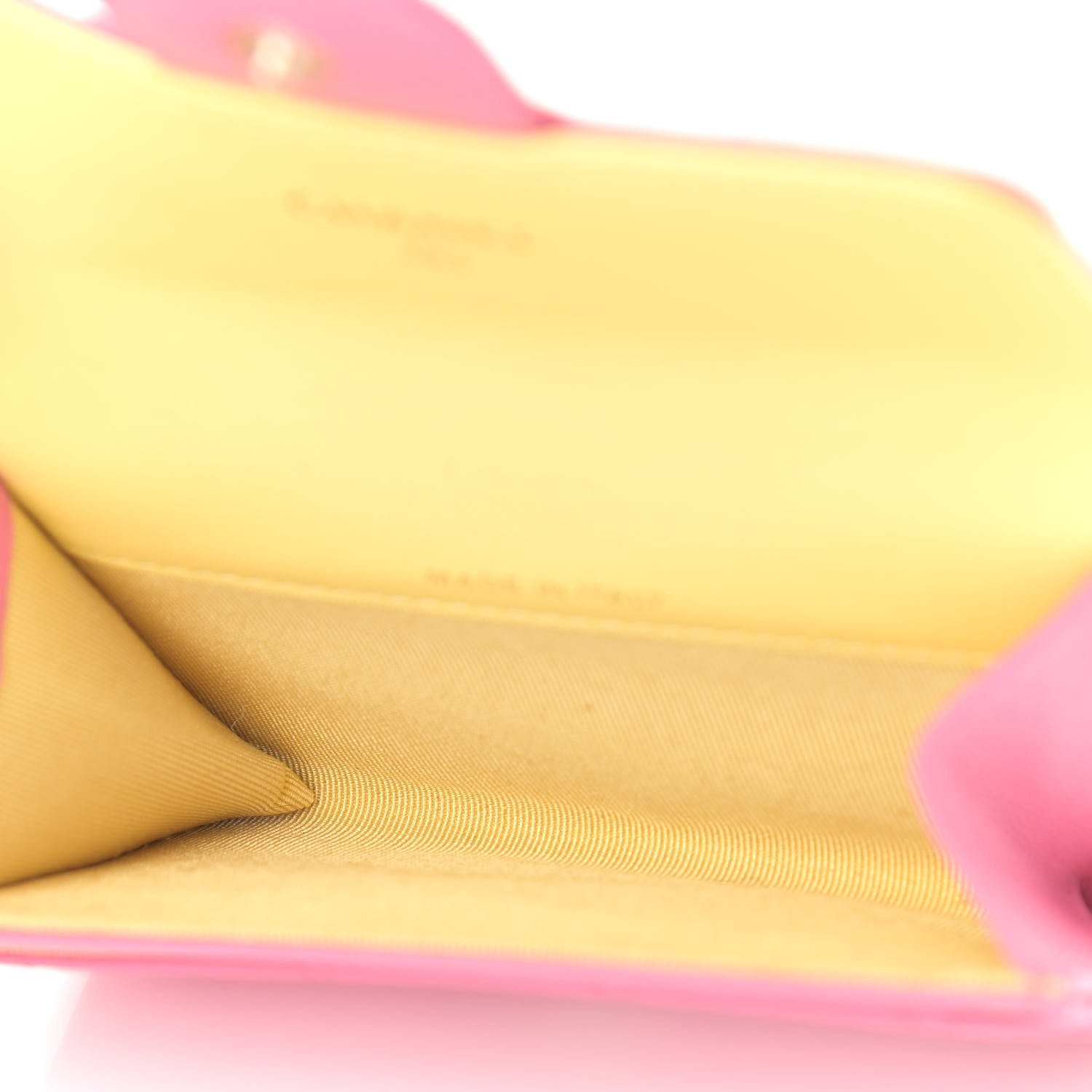 Chanel Lambskin Quilted Flap Card Holder Wallet Pink Yellow 5 of 8